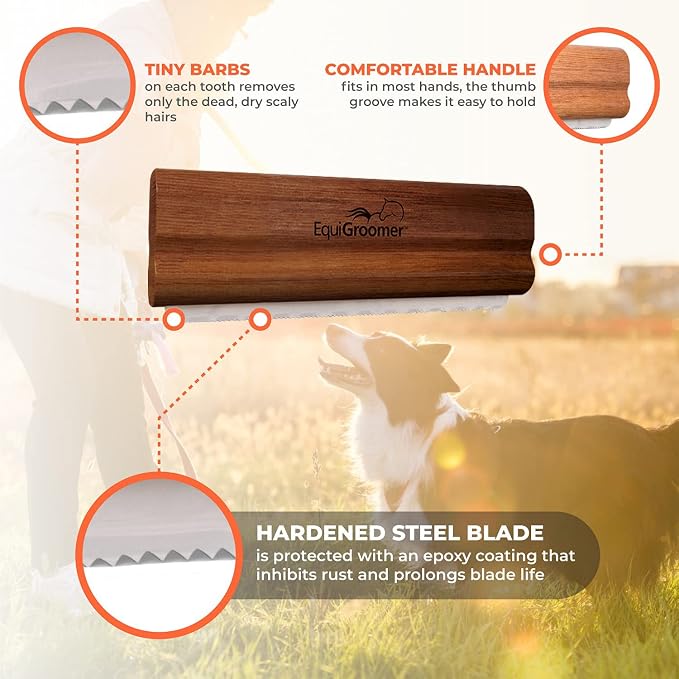 EquiGroomer 5-Inch Undercoat Deshedding Brush for Dogs & Cats, Mahogany | Best for dogs up to 100 lbs and cats of any size, short or long hair, stainless blade, no cutting or pulling