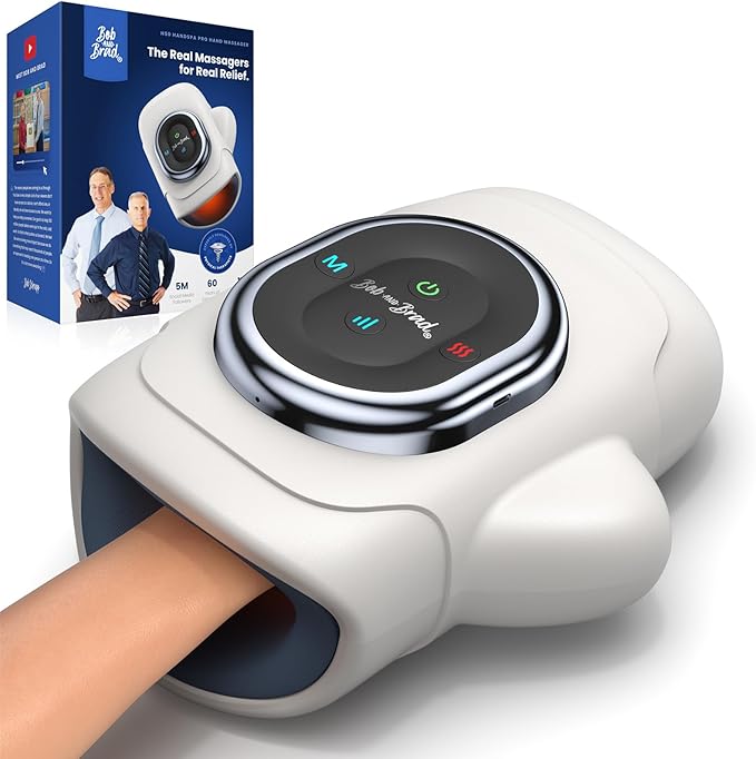 BOB AND BRAD Hand Massager with Heat and Compression, Individual Fingers, FSA-HSA Eligible, Cordless Portable HandSpa Pro Hand Massager for Arthritis and Carpal Tunnel, Pain Relief, Christmas Gift