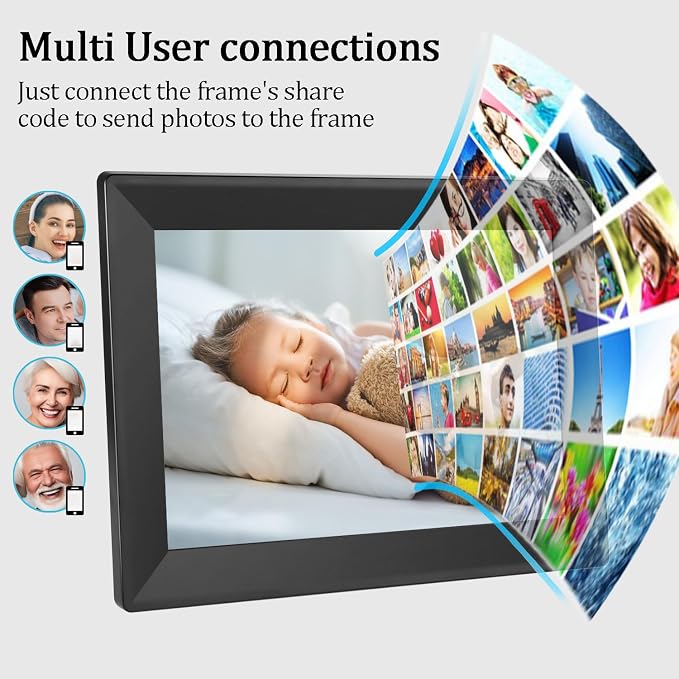 Digital Picture Frames 10.1Inch WiFi Smart Picture Frames 1280 * 800 HD IPS Touch Screen Photo Frame Use “Uhale”APP Instant Sharing of Photos/Videos to Digital Photo Frame-Best Gift