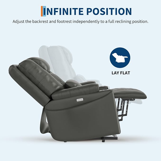 Garvee Power Lift Recliner Chair Sofa, PU Leather Reclining with Charging Ports, Cup Holders, Electric Stand Assist for Elderly, Home Theater Seating with Remote for Living Room, Gray