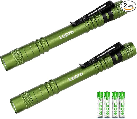 Lepro LED Pen Flashlights, Lightweight, Mini, Waterproof Pocket Flashlight with Clip, 2 Pack Small Flashlights for Inspection, Work, Emergency