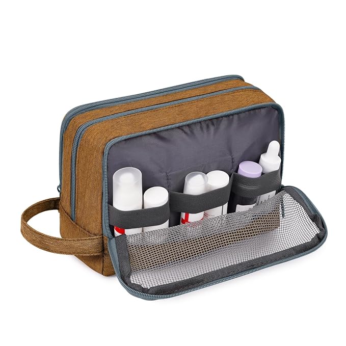 WANDF Travel Toiletry Bag for Men, Small Dopp Kit for Toiletries | Water-Resistant Fabric, Travel Bag for Toiletries, Compact Storage, Shaving Accessories, Weekend Trips