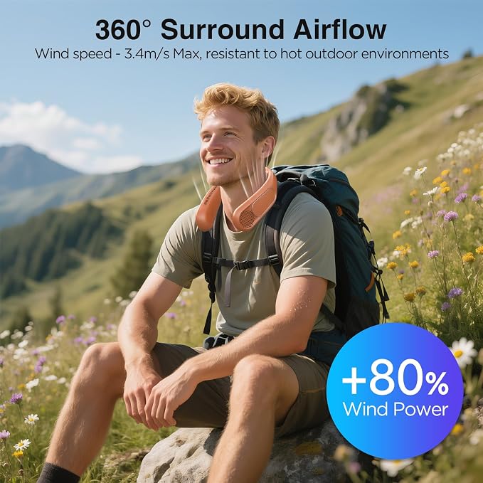 Hotsales Neck Fan, Bladeless Fan That Blows Cold Air, Portable Rechargeable | 6000 mAh Battery, 3 Speeds, Hands Free Wearable Personal Cooling Fan for Men and Women, Travel, Outdoor, USB Rechargeable