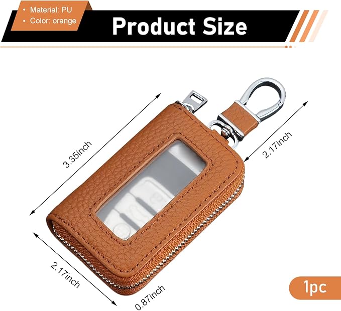 1PC Car Key Fob Case, Leather Car Key Holder for Purse, Automotive Smart Key fob Holder with Hook, for Remote Key Fob