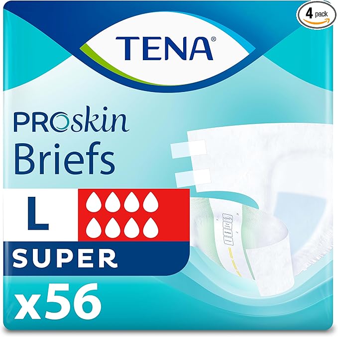 Tena Incontinence Adult Diapers, Maximum Absorbency, Disposable Briefs, ProSkin - Large - 56 ct