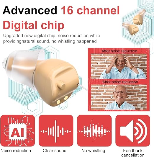 Hearing Aids for Seniors, Hearing Aid Rechargeable for Hearing Loss, Personal Hearing Amplifier with Volume Control and Portable Magnetic Charging Case, Noise Canceling Hearing Aids