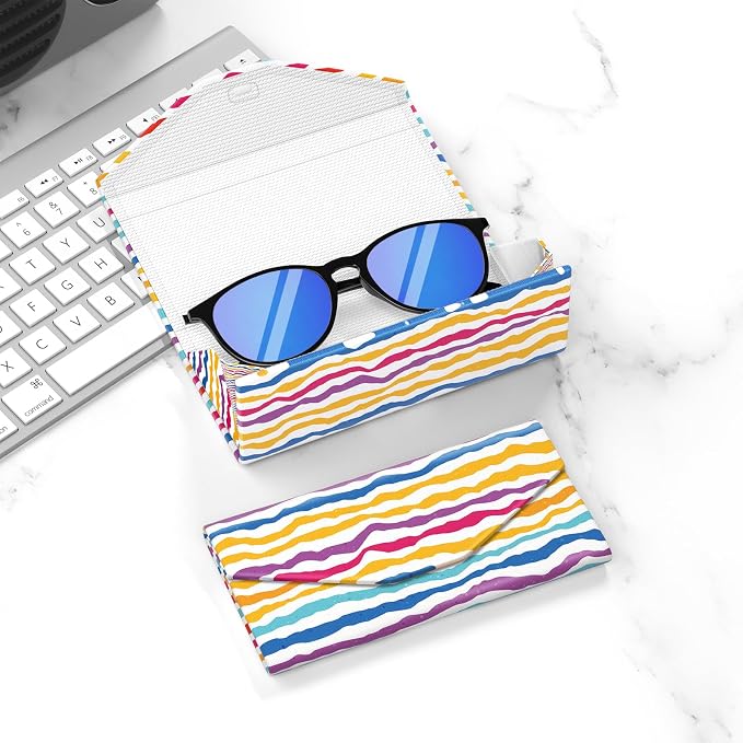 Sunglasses Case, Foldable Glasses Case, Magnetic PU Leather Hard Shell Folding Eyeglass Holder Box, Collapsible Unisex