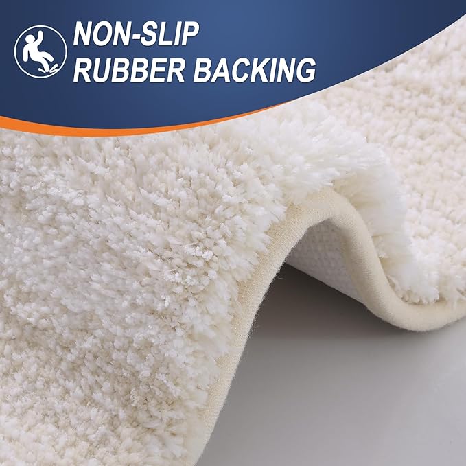 OLANLY Bathroom Rug Set 2 Piece, Soft Absorbent Microfiber Bath Rug Set, Non-Slip, Machine Wash Dry, Plush Shaggy Bath Mats for Bathroom (30"x20"+24"x16", Light Beige)