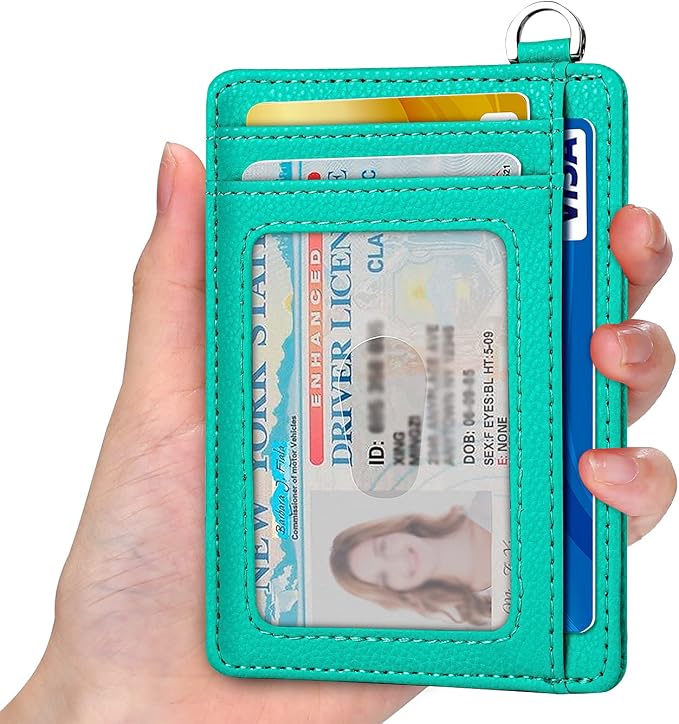 Slim Minimalist Front Pocket Wallet, RFID Blocking Credit Card Holder Wallet with Detachable D-Shackle for Men Women