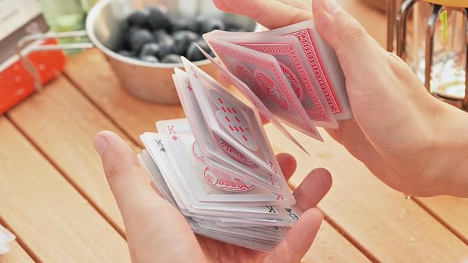 Bicycle Waterproof Playing Cards Red Plastic Deck Pool Beach | 100% waterproof and washable, Modern Cupid Back design, Protective clamshell case included, Durable yet flexible