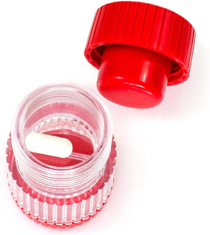HealthSmart Pill Crusher and Grinder, Crushes Vitamins and Tablets, Holds Up to 2 Pills, With Ergonomic Grips, Red