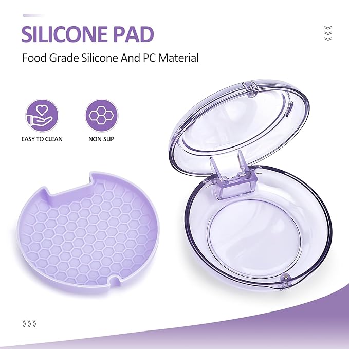 Retainer Case Slim Aligner Case with Vent Holes Cute Dental Brace Box with Retainer Removal Tool and Brush Compatible with Night Guard and Mouth Guard (Clear Purple)