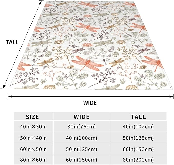 Dragonfly Blanket for Adults 60x80 Inches - Ultra Soft Plush Fleece Throw Blankets - Dragonfly Gifts for Women & Men - Cozy Flannel Blanket for Bed, Couch, Room - All Season Lightweight Blankets