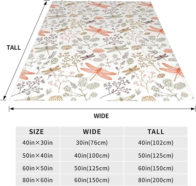 Dragonfly Blanket 40x50 Inches - Super Soft Flannel Dragonfly Throw Blankets for Kids - Dragon Fly Print Blankets Gifts for Boys & Girls - Cozy Fleece Plush Blanket for Bed, Sofa, Car