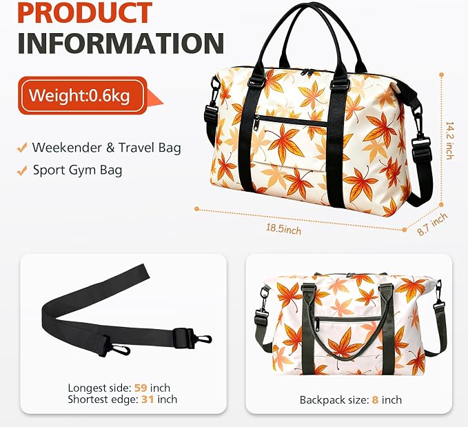 TOPBAG Travel Duffle Bag, Waterproof Weekender Carry On Tote Bags for Women, Sport Gym Bag for Men, Hospital Bag for Labor and Delivery, Overnight Luggage Bag with Trolley Sleeve Coral