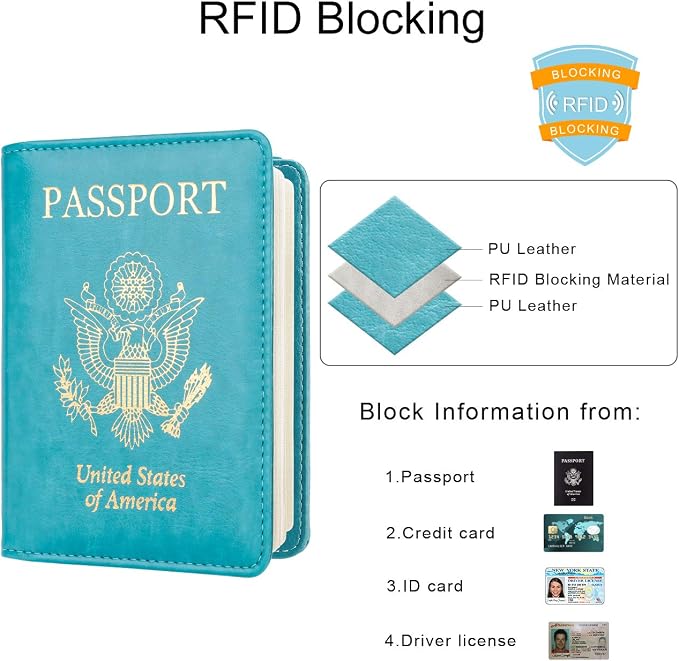 WALNEW Passport Holder for Travel, RFID Passport Cover Wallet for Women Men, PU Leather Passport Book Card Holder Case with Pen, Travelling Essentials for Flying | PU Leather Passport Cover Case with Pen Holder, Travel Must Haves Accessories, Passport ...