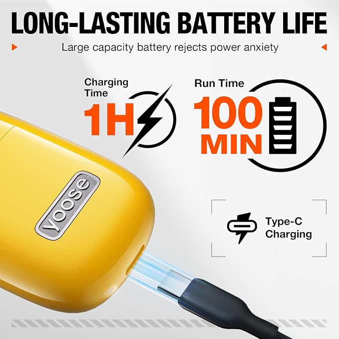 yoose Nose Hair Trimmer, Alloy Nose Trimmer for Men and Women, Yellow | IPX7 Waterproof, USB-C Rechargeable, Travle Size Nose Trimmers, Dual-Edge Blade, Painless Trimming, Long-Lasing, Low Noise