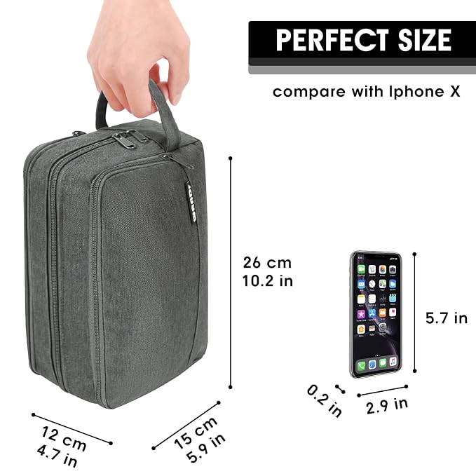WANDF Travel Toiletry Bag for Men, Small Dopp Kit for Toiletries | Water-Resistant Fabric, Travel Bag for Toiletries, Compact Storage, Shaving Accessories, Weekend Trips