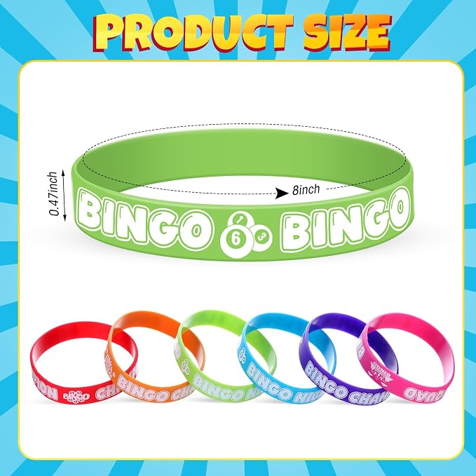 Huquary 36 Pcs Bingo Rubber Bracelets Party Favors, Bingo Game Night Champion Silicone Wristbands Bulk Party Supplies Decorations, Birthday Carnival Event Prizes Gifts