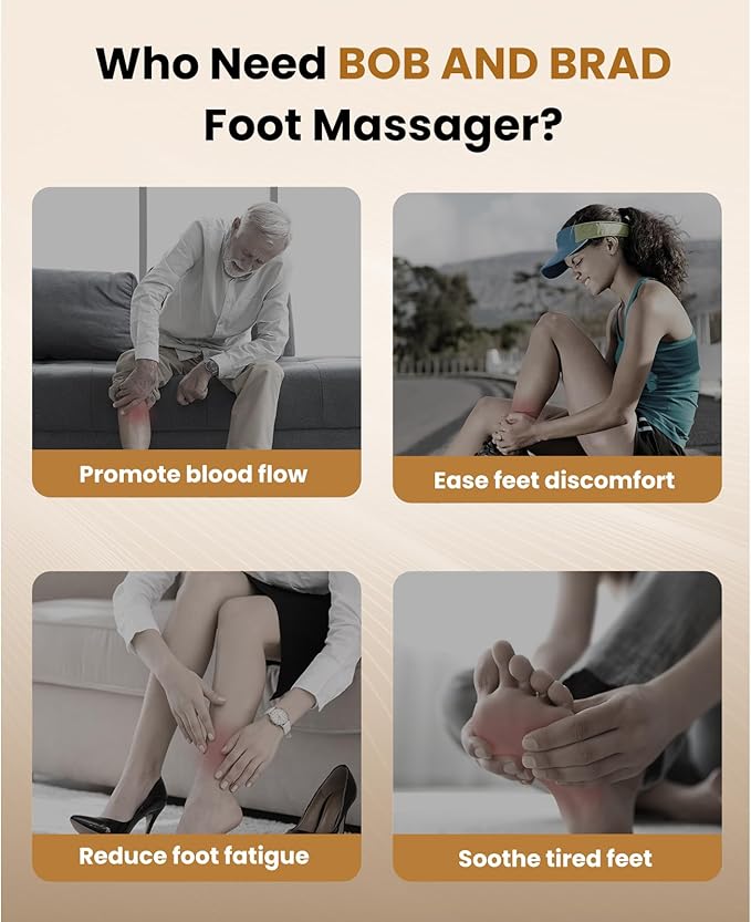 BOB AND BRAD Foot Massager Machine with Heat and Remote, Fits up to Men Size 14, FSA Electric Shiatsu Deep Kneading Foot Massager, Relieve for Plantar Fasciitis and Neuropathy Pain, HSA Eligible