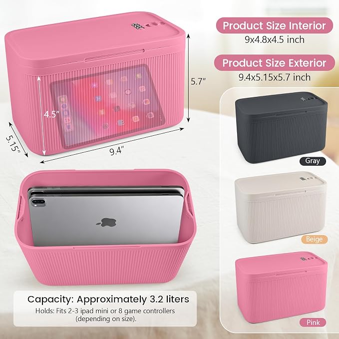 Medicine Lock Box with Code,Taller Size Small Lock Box with Combination Code for Medication Safe,Lock Box for Pills/First Aid Kits/Snack/Ipad Mini,Locked Container for Home/Office 9.4X5.5X5.7inch Pink