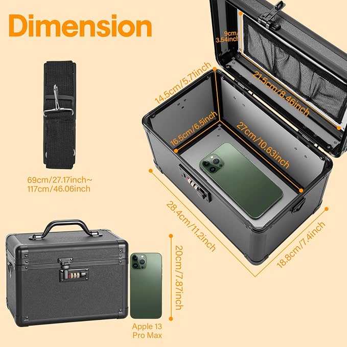 Combination Lock Box, Medicine Lock Box for Medication Storage, Prescription Drugs and First Aid Supplies, Portable Lockable Box for Home & Travel, 11 x 6.7 x 7.9 Inch Medium Black