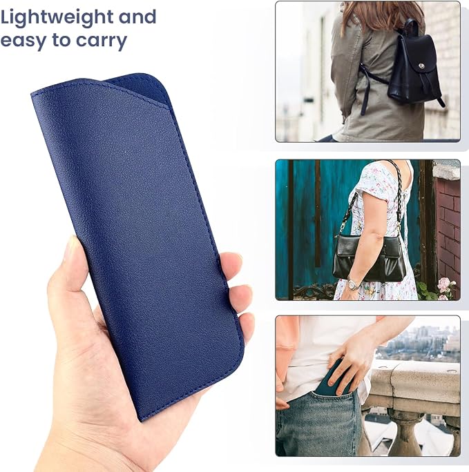 yuntop 4 Pack Soft Leather Glasses Case 7x3 Inch Eyeglasses Pouch Portable PU Leather Glasses Pouch