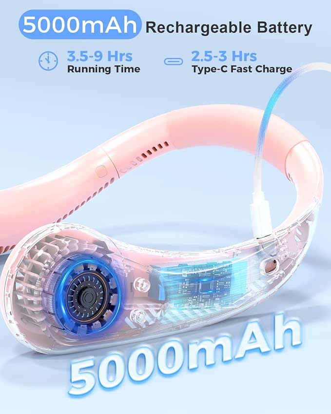 Portable Bladeless Neck Fan, Anniversary Birthday Gifts for Women Girls, Self Care Gifts for Mom with Hot Flash Cooling, Wearable Rechargeable Fan for Camping Travel Beach Golf Cruise Essentials 2026