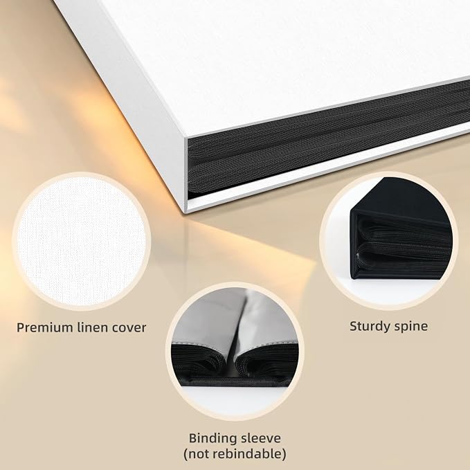 Popotop Photo Album 4x6 200 Pockets for Wedding Gifts,Linen Hardcover Picture Albums for Family Anniversary Baby Vacation Pictures