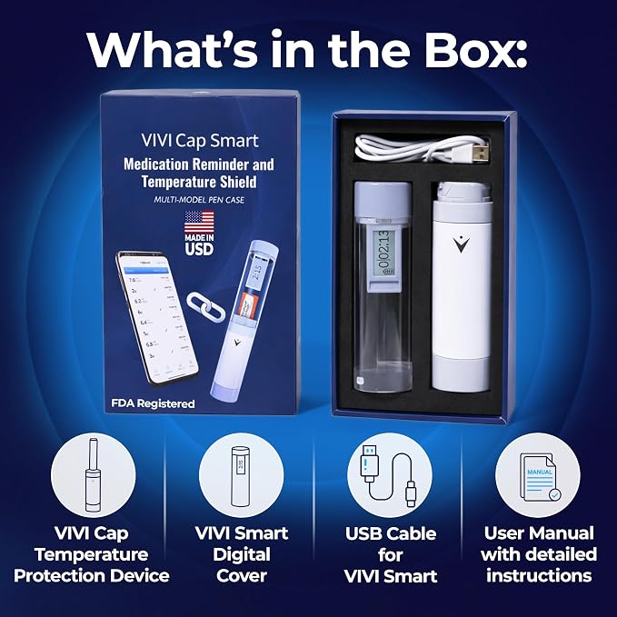 Smart Insulin Pen Cooler Travel Case with Injection Tracking App | GLP1 Medication safe. Injection Tracking & App Reminder Alerts. No Refrigeration or Charging Needed. Support Insulin Users