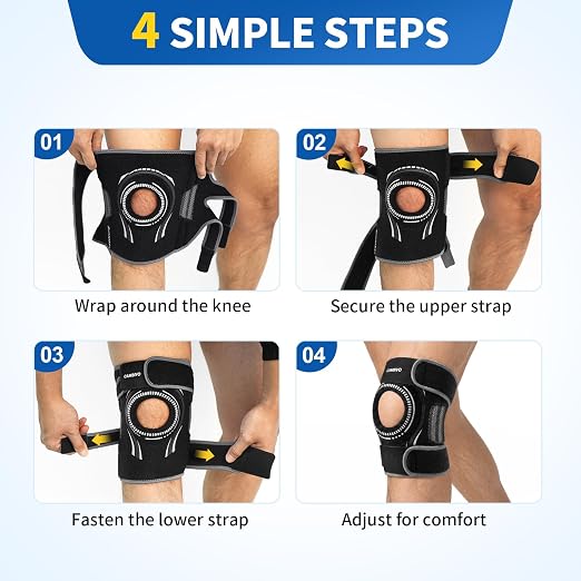 CAMBIVO ELITE Knee Brace with Side Stabilizers & Open Patella Gel Pad — Adjustable Support for Meniscus, Arthritis, ACL, MCL Recovery, Knee Support for Men and Women - Please Check Size Chart
