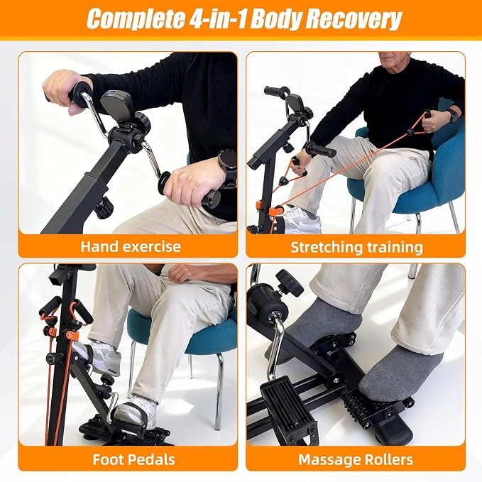 Arm and Leg Exercise Pedal Machine for Seniors, Seated Rehabilitation Bike for Physical Therapy, Elderly Stroke Recovery & Mobility Training Equipment