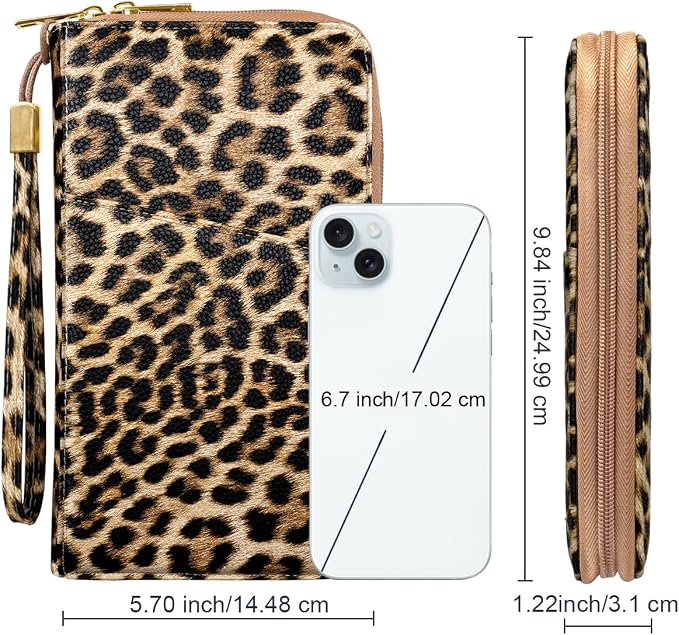 Family Passport Holder Wallet RFID Blocking Document Organizer | PU Leather Mulit-purpose Travel Wallet Credit Cards Case for Women Men, Cheetah Print