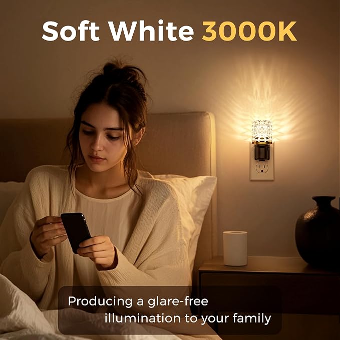 L LOHAS LED Night Light, Dimmable Night Lights Plug into Wall | Automatic Night Lights Plug in, Auto Light Sensor, 0-100LM Adjustable Brightness LED Night Light, Bedroom Hallway Home Decor