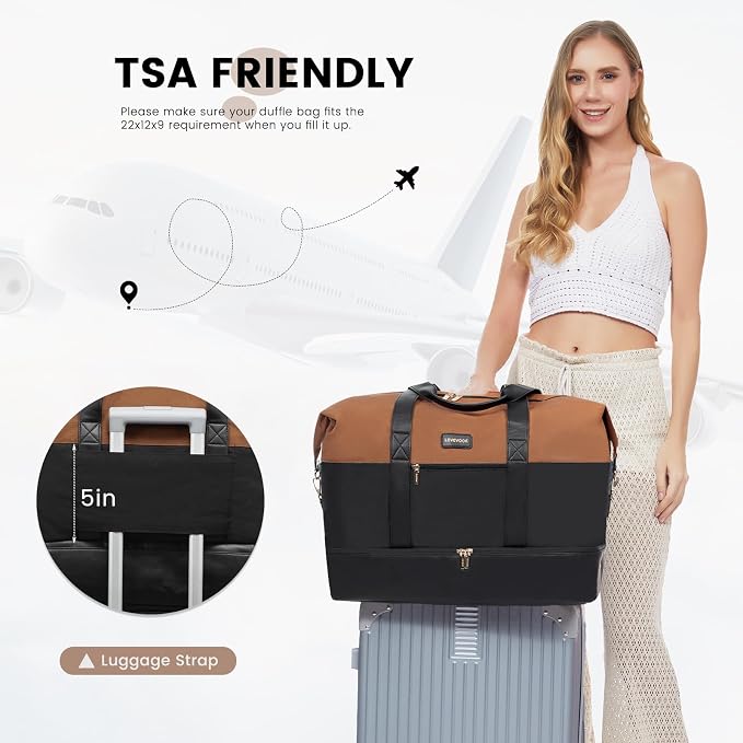 LOVEVOOK Weekender Bag for Women, Large Duffle Bag for Travel with 2 Packing Cubes, Carry on Overnight Bag with Shoe Compartment, Mom Hospital Bags for Labor and Delivery