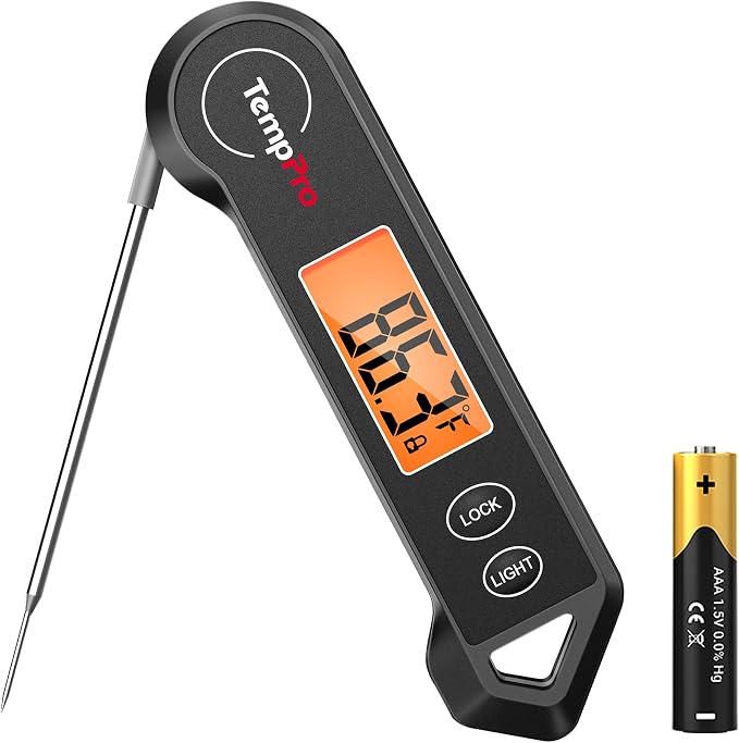 TempPro TP19H Waterproof Digital Meat Thermometer | Ambidextrous Backlit & Motion Sensing, Cooking Food Thermometer for BBQ Grill Smoker Oil Fry Candy Thermometer