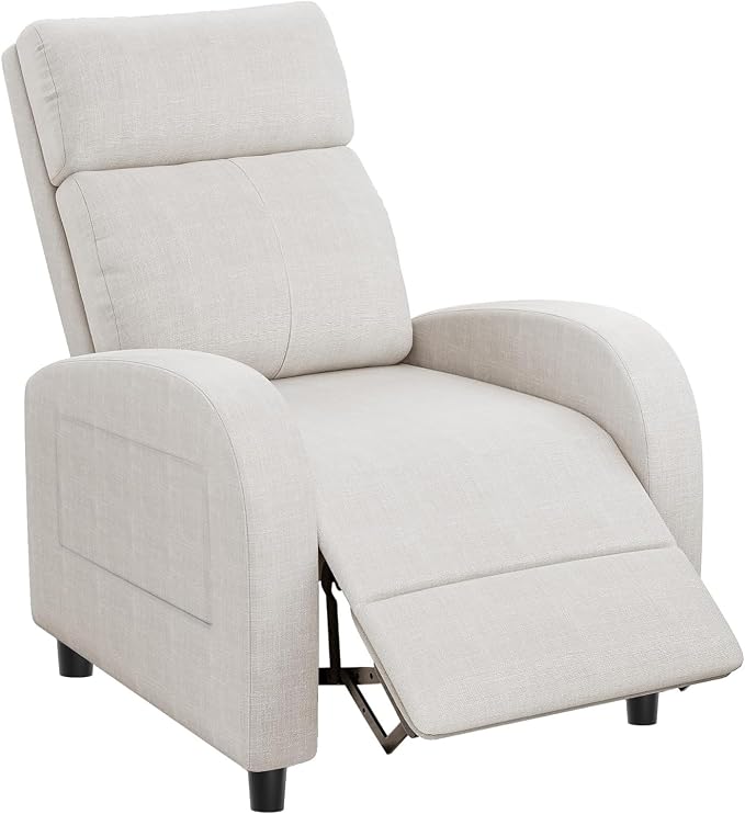 Homall Recliner Chair, Recliner Sofa Fabric for Adults, Beige Recliners | Home Theater Seating with Lumbar Support, Reclining Sofa Chair for Living Room