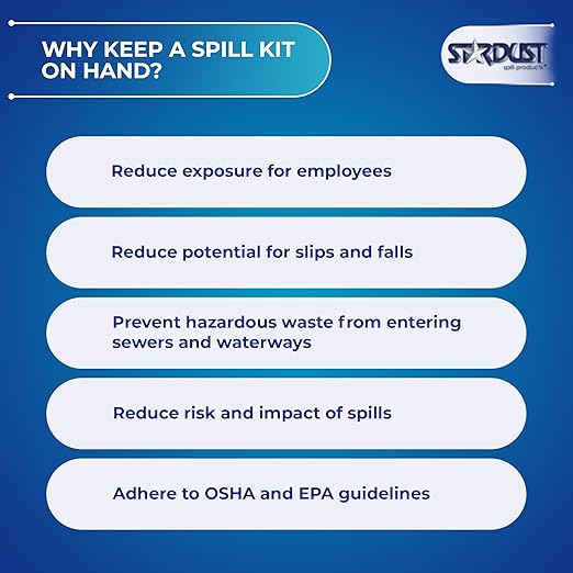Stardust Spill Products Universal Spill Kit – OSHA Compliant Solution for Vehicles, Industrial, & Restaurant Use, Emergency Response Chemical, Water, & Bodily Fluid Cleanup, 6-Pack