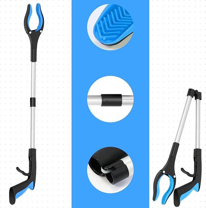 Grabber Reacher Tool - 32” Reacher Grabber Tool with Strong Magnetic and Swivel Head - Heavy Duty Pick Up Stick Grabbers for Seniors, Trash, Surgery Recovery Must Haves Gifts(Blue)