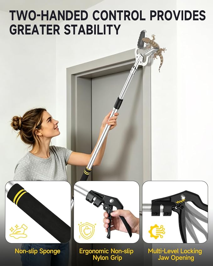 Grabber Reacher Tool, 53.5" Heavy-Duty Trash Picker with Dual Handles | Aluminum Alloy Grabber Tool | Strong Grip Design | Picks Up Trash, Branches & Firewood