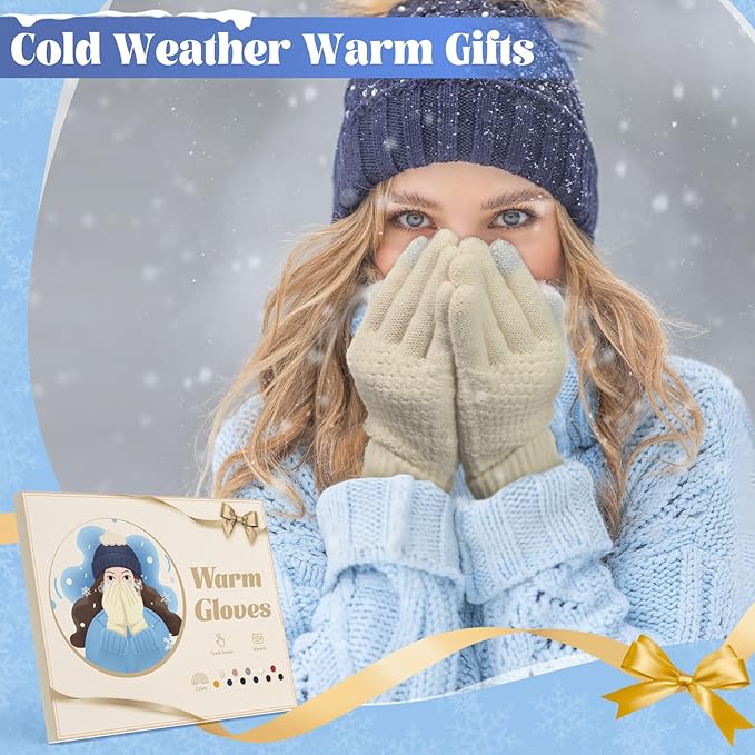 Omisy 4 Pairs Women Winter Gloves Touchscreen Cold Weather Mitten, Christmas Gifts for Adult Stockings Stuffers Mom Wife