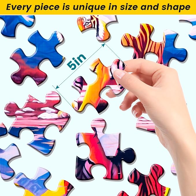 6 Packs 16 Piece Large Piece Jigsaw Puzzle Dementia Alzheimer's Products and Activities for Elderly Seniors Gift Easy Puzzle, Alzheimer's Puzzles Memory Cognitive Games with 6 Storage Bags