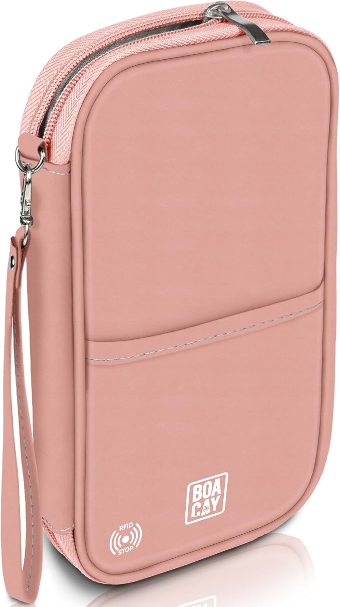 Travel Document Organizer with RFID, Family Passport Holder, Wallet for Women & Men, Portable & Waterproof Case for Cards, Boarding Pass, Money