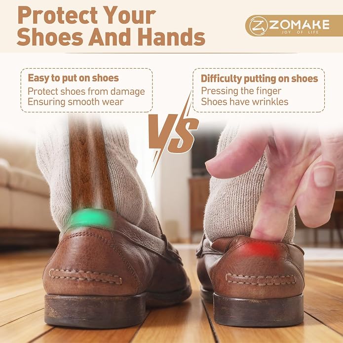 ZOMAKE Wooden Shoe Horn Long Handle for Men Women 15.7" 13.8" | Long Shoehorn Boot Horn for Seniors, Sturdy Wooden, Shoes Protection, No Bend Over, Easy Shoe Wear for Home Office Use