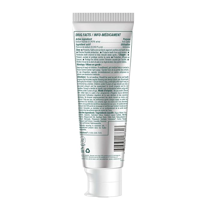 Attitude Whitening Toothpaste with Fluoride, Peppermint Flavor, Vegan & Cruelty-Free, Sugar-Free, Plant & Mineral-Based Ingredients, Clean Oral Care, 4.2 Oz
