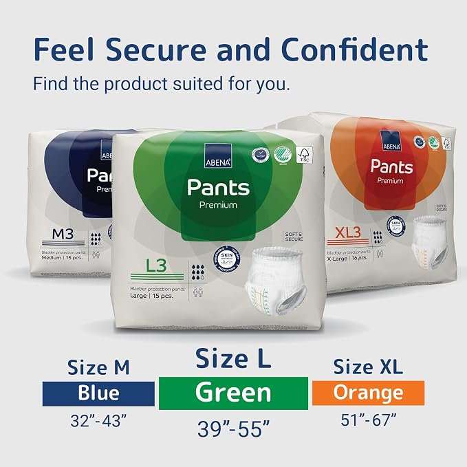 Abena Premium Incontinence Protective Underwear, Abena Pants, Pull-ups, Heavy Absorbency, Level 3, Large, 90 Count