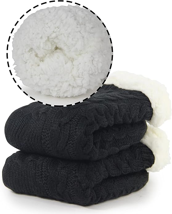 BenSorts Women Winter Thick Slipper Socks with Grippers Non Slip Warm Fuzzy Socks Christmas Gifts