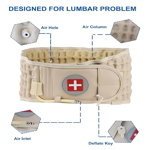 Back Decompression Belt Inflatable Lumbar Support for Lower Back Pain Relief - One Size for 29-49 Waist