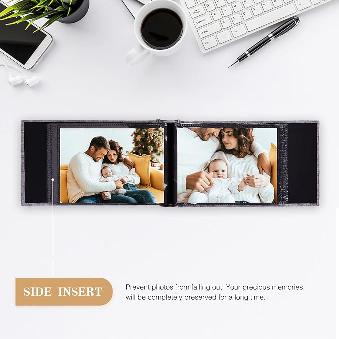potricher Small Photo Album 4x6 100 Photos Linen Cover Picture Photo Book for Family Wedding Anniversary Baby Vacation (Purple,100 Pockets)