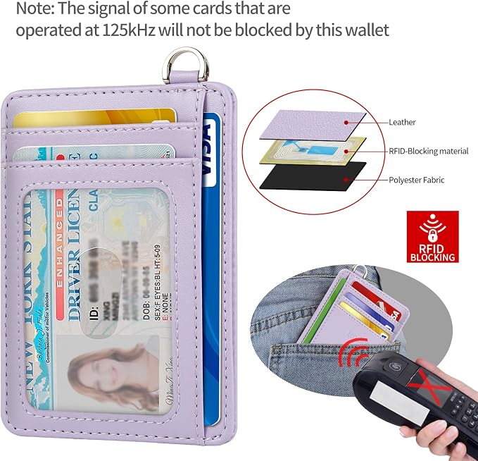 Slim Minimalist Front Pocket Wallet, RFID Blocking Credit Card Holder Wallet with Detachable D-Shackle for Men Women